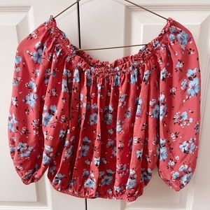 Forever 21 red floral blouse